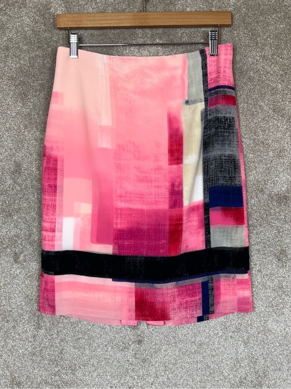 White House Black Market Skirt Womens 2 Pink Pencil Back Zip Lined Slit- 5341
